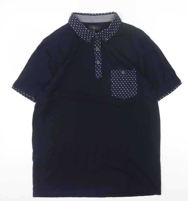Jasper Conran Men's Black Polo, Medium, Cotton, Casual