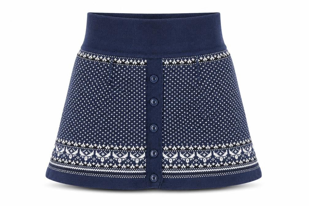 Front view of FatFace Women's Blue Geometric Skirt, size 10