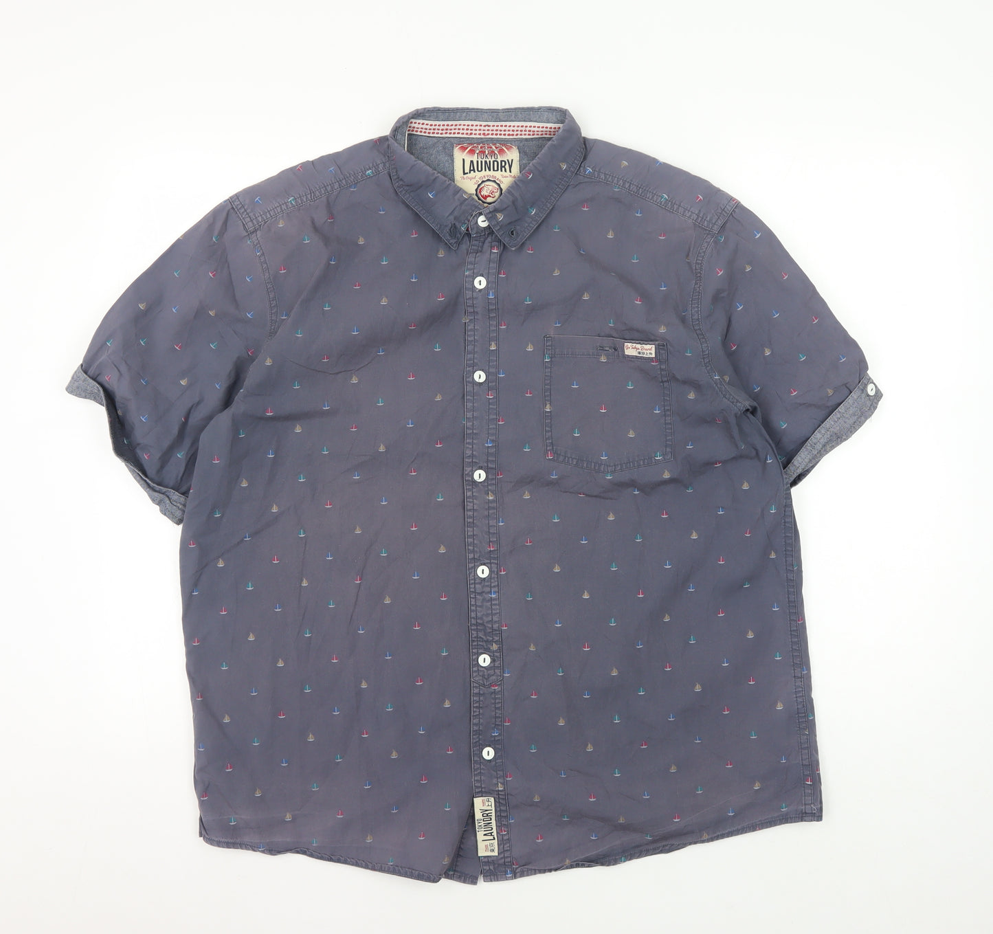 Tokyo Laundry Men's XL Blue Graphic Print Shirt