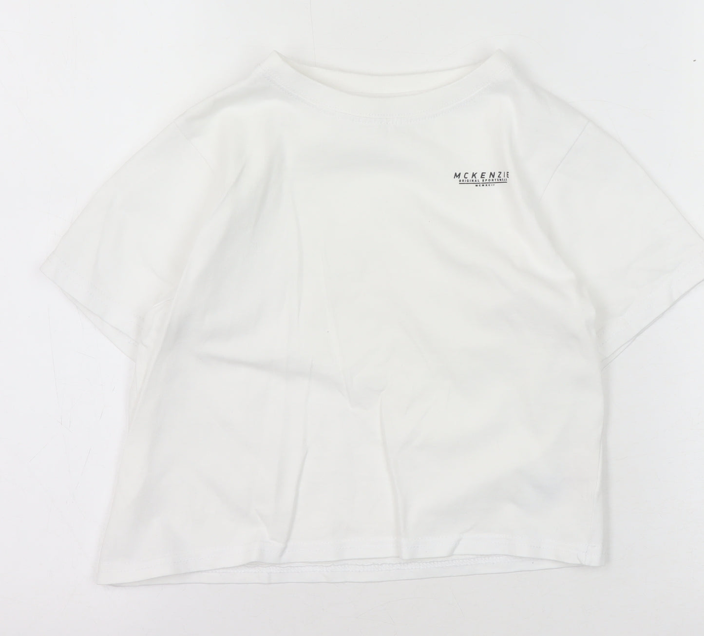 McKenzie Boys White 7-8 T-Shirt Short Sleeve Crew Neck