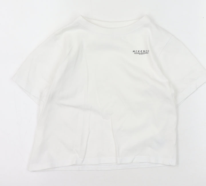 McKenzie Boys White 7-8 T-Shirt Short Sleeve Crew Neck