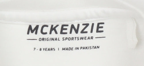McKenzie Boys White 7-8 T-Shirt Short Sleeve Crew Neck