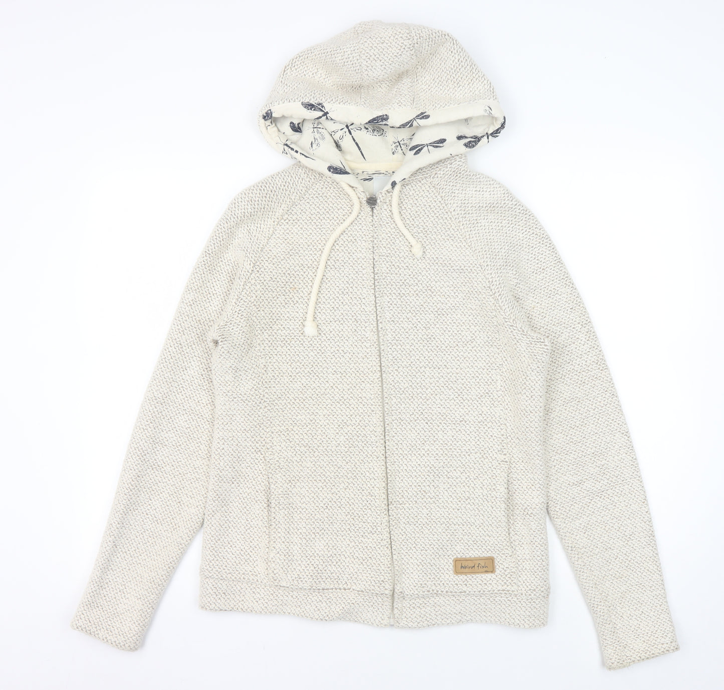 Weird Fish Women's Beige Hooded Knit Jacket Size 10