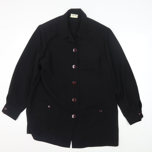 Viyella Women's Black Jacket Size 14 Button Casual