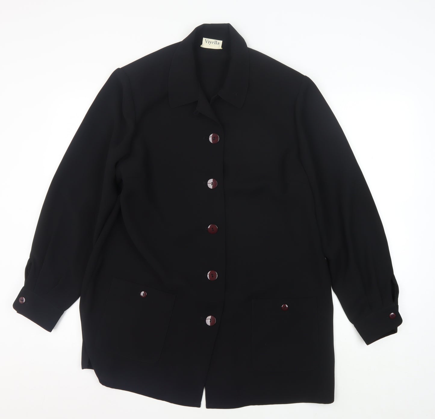 Viyella Women's Black Jacket Size 14 Button Casual