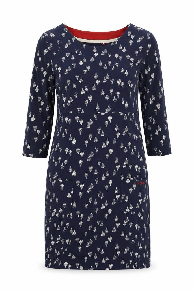 Front view of Weird Fish Women's Blue Dress, size 8