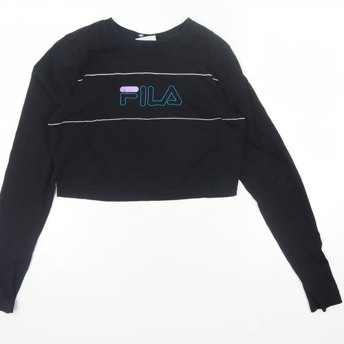 Fila Women's Black Cropped Long Sleeve T-Shirt