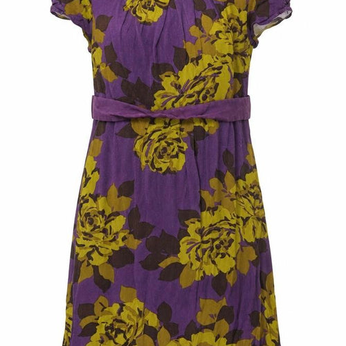 Boden Women's Purple Floral Belted Dress US10