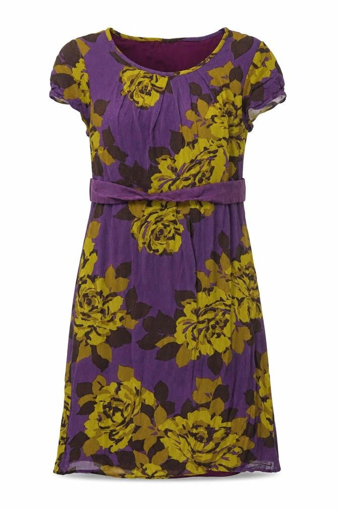 Boden Women's Purple Floral Belted Dress US10