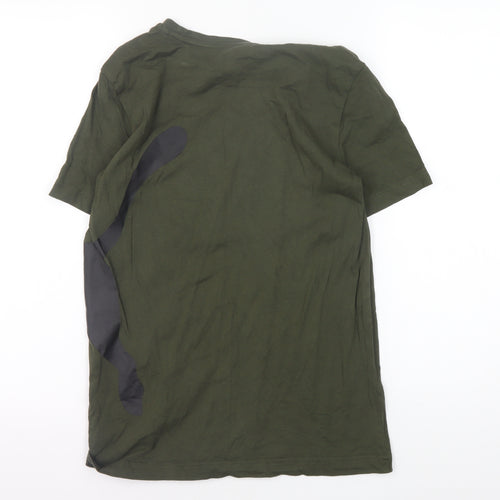 Puma Boys Green T-Shirt, Crew Neck, Logo, Size 11-12 Years