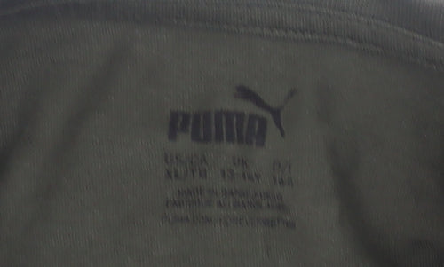 Puma Boys Green T-Shirt, Crew Neck, Logo, Size 11-12 Years