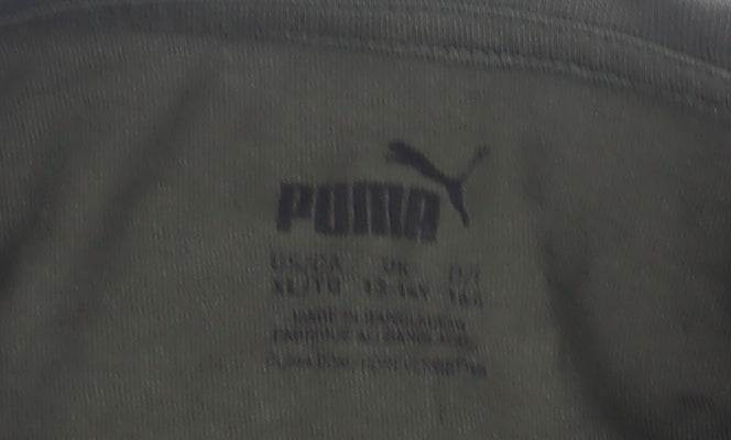 Puma Boys Green T-Shirt, Crew Neck, Logo, Size 11-12 Years