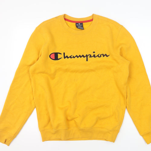 Champion Men's Yellow Logo Pullover Sweatshirt S