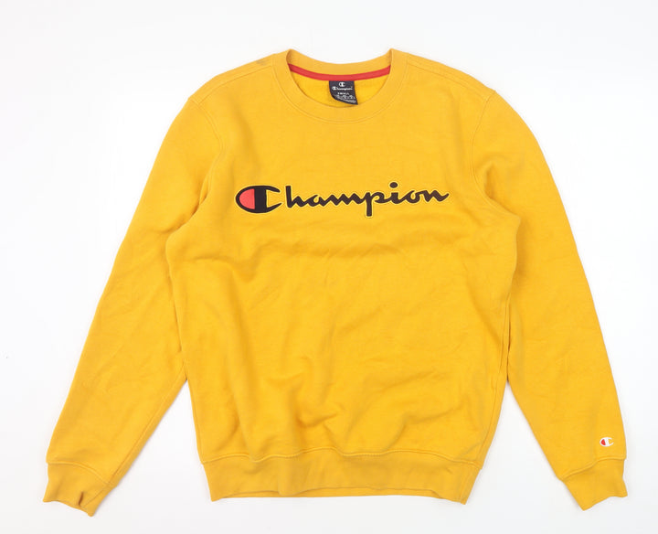Champion Men's Yellow Logo Pullover Sweatshirt S