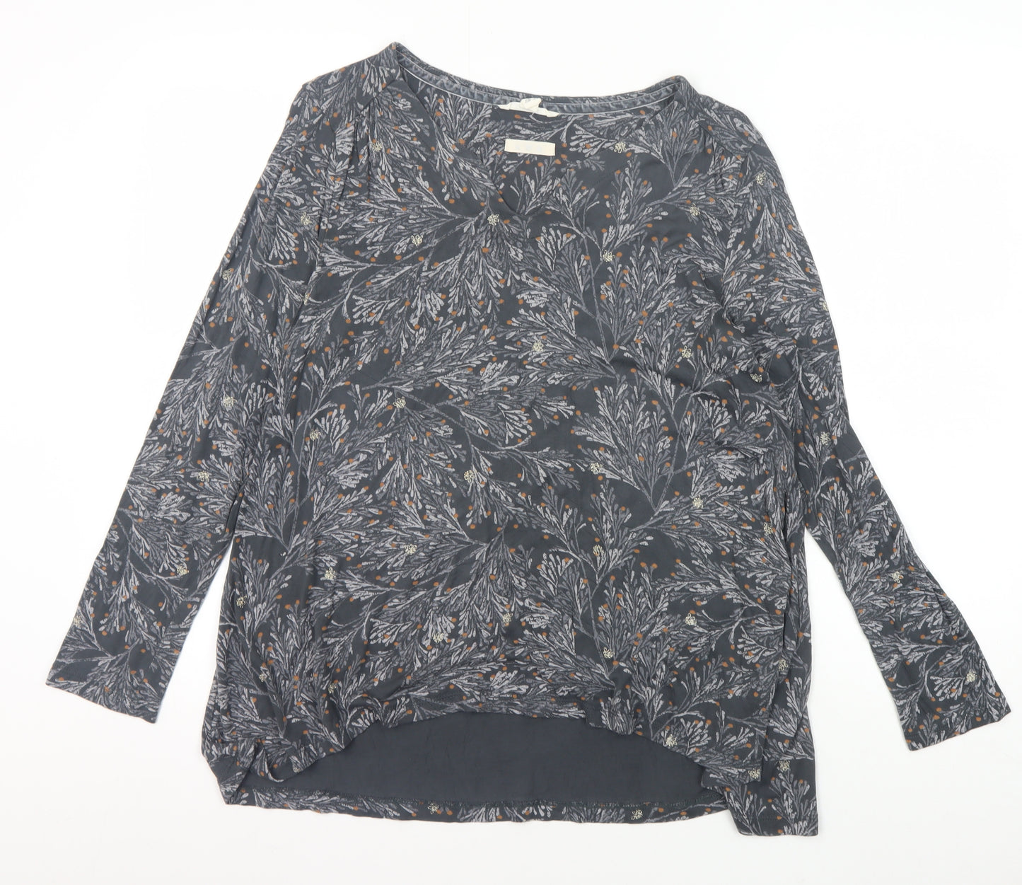 White Stuff Women's Grey Floral Embroidered Top, Size 10