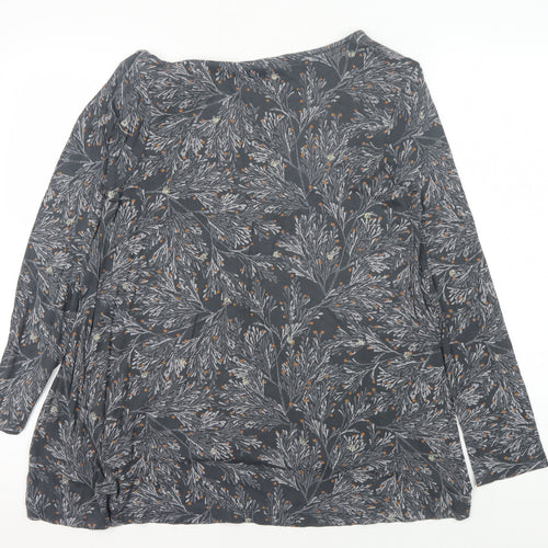 White Stuff Women's Grey Floral Embroidered Top, Size 10