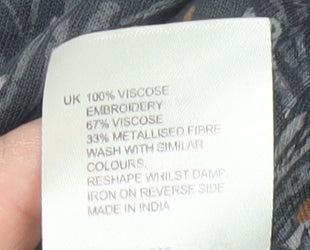 White Stuff Women's Grey Floral Embroidered Top, Size 10