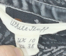 White Stuff Women's Grey Floral Embroidered Top, Size 10