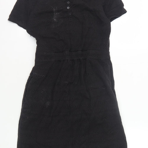 FatFace Women's Black Short Sleeve Sheath Dress - Size 8