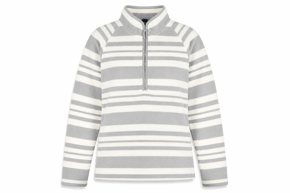Front view of Mountain Warehouse Women's Grey Ivory Striped Sweatshirt UK 14