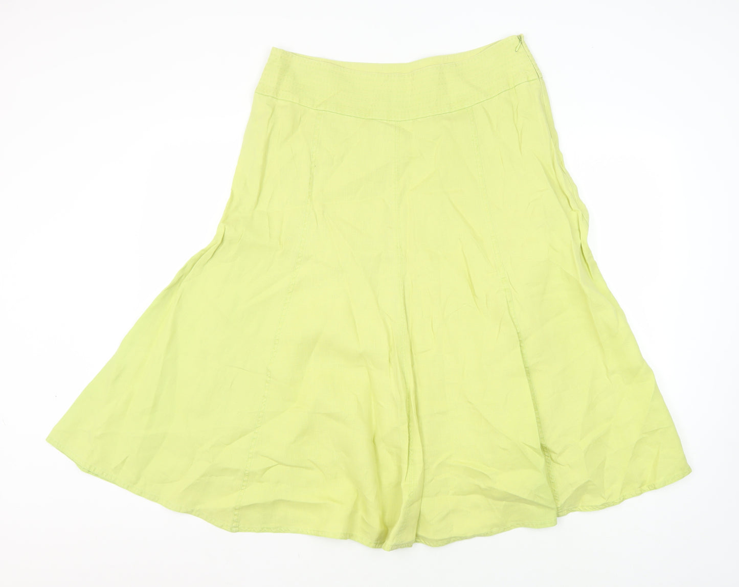 Laura Ashley Women's Green A-Line Linen Skirt Size 14