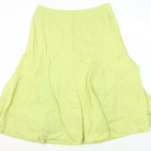 Laura Ashley Women's Green A-Line Linen Skirt Size 14