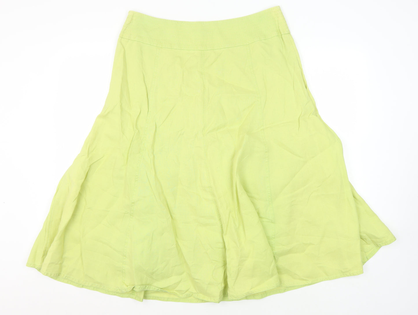 Laura Ashley Women's Green A-Line Linen Skirt Size 14