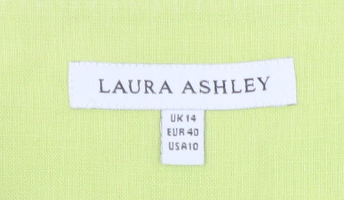 Laura Ashley Women's Green A-Line Linen Skirt Size 14