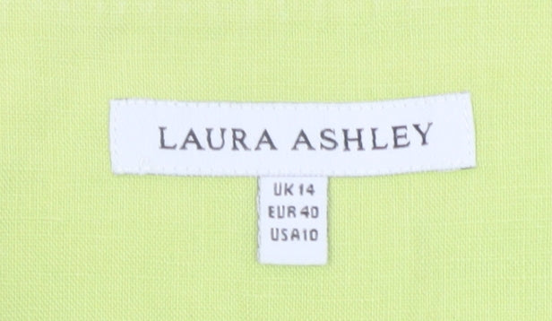 Laura Ashley Women's Green A-Line Linen Skirt Size 14