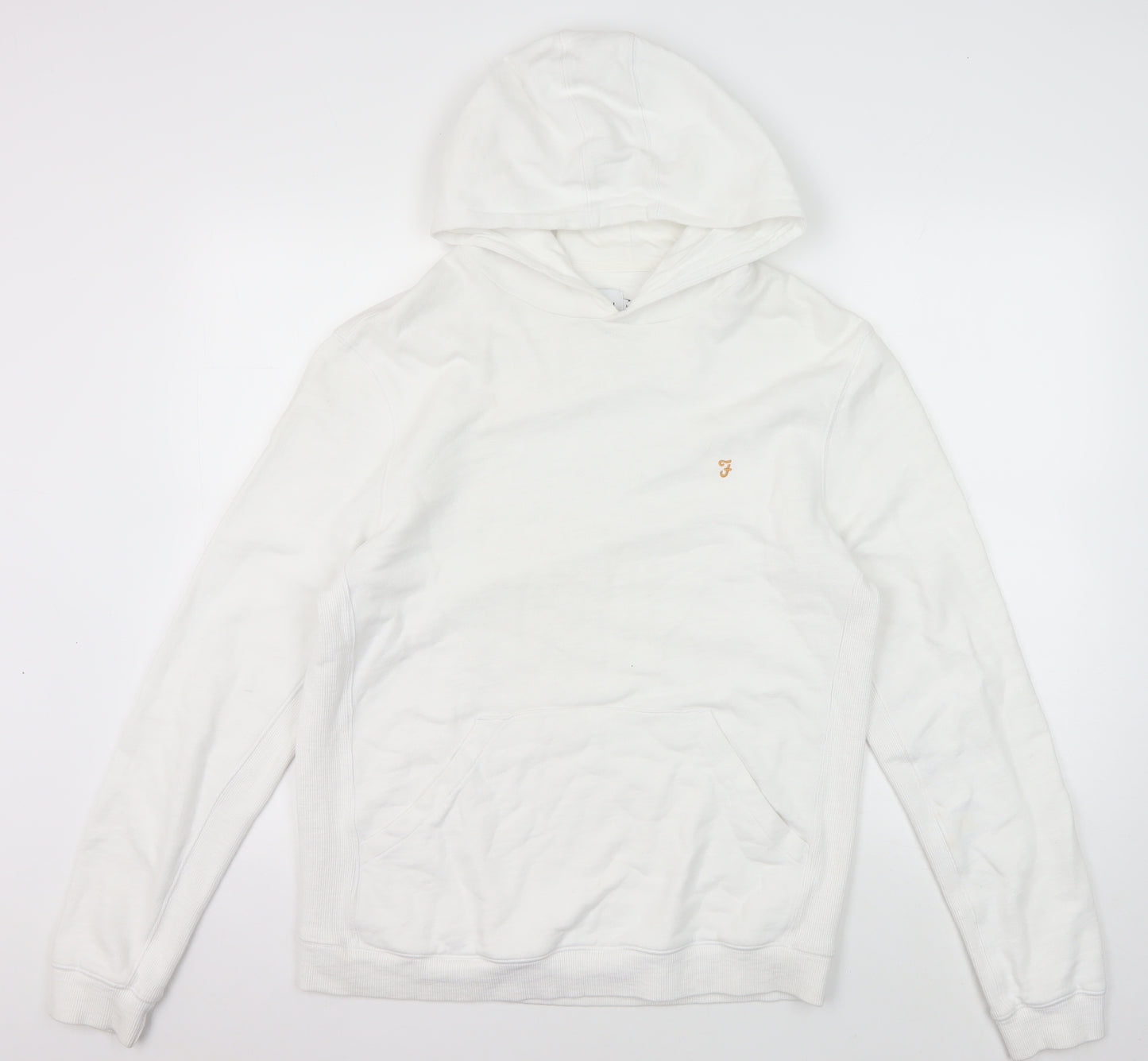 Farah Men's White Pullover Hoodie M, Logo Accent