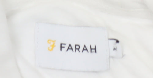 Farah Men's White Pullover Hoodie M, Logo Accent