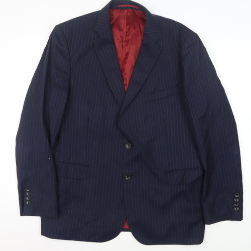 Moss Bros Men's Blue Striped Suit Jacket 44S