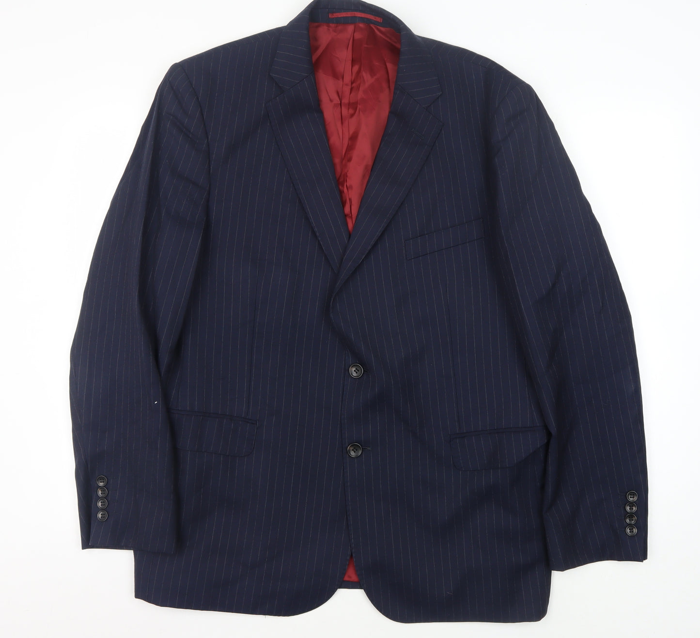 Moss Bros Men's Blue Striped Suit Jacket 44S