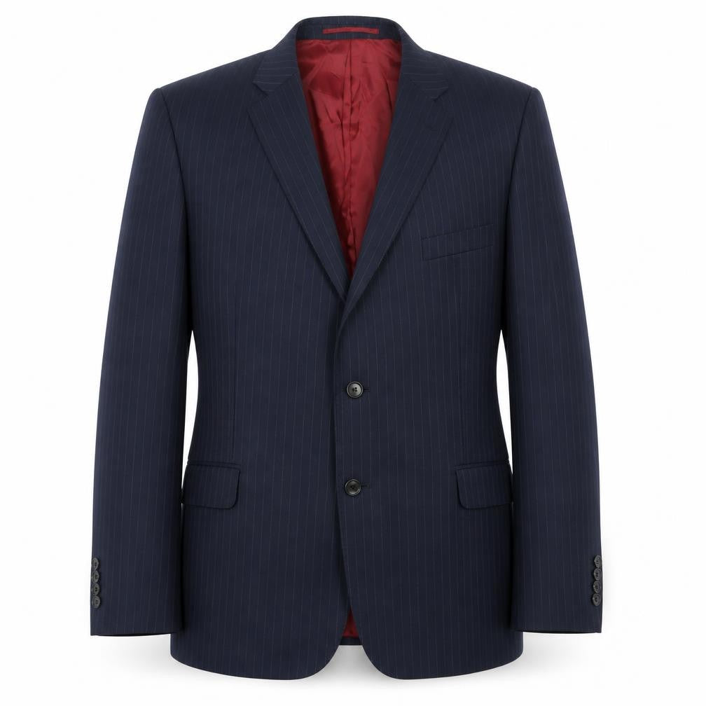 Front view of Moss Bros Men's Blue Striped Suit Jacket 44S