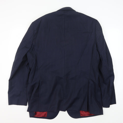 Moss Bros Men's Blue Striped Suit Jacket 44S