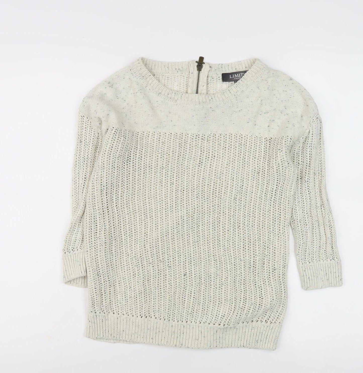 Limited Women's Ivory 8 Open-Knit Jumper, 3/4 Sleeve