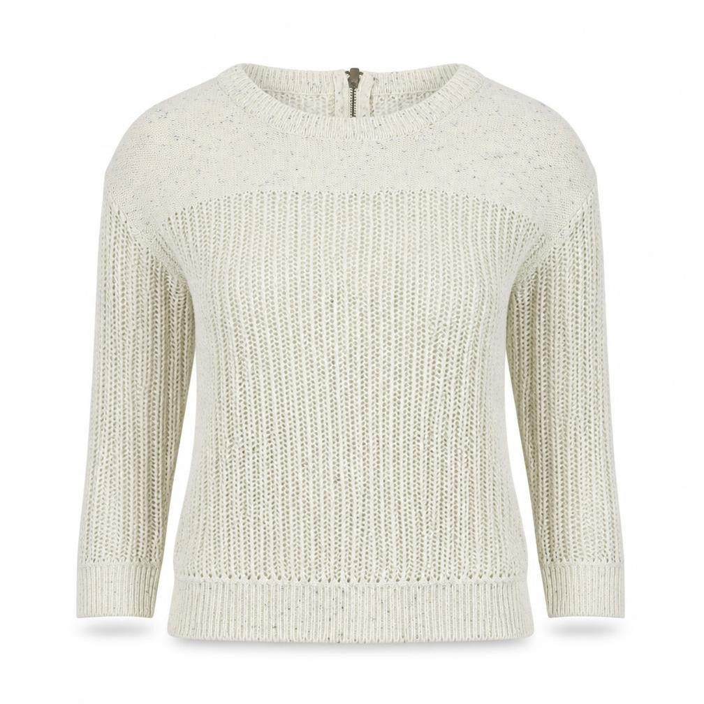 Front view of Limited Women's Ivory 8 Open-Knit Jumper, 3/4 Sleeve