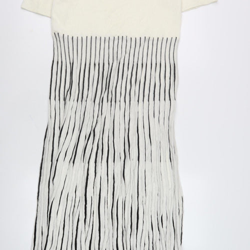 Marks & Spencer Women's Ivory Black Striped Dress, Size 16