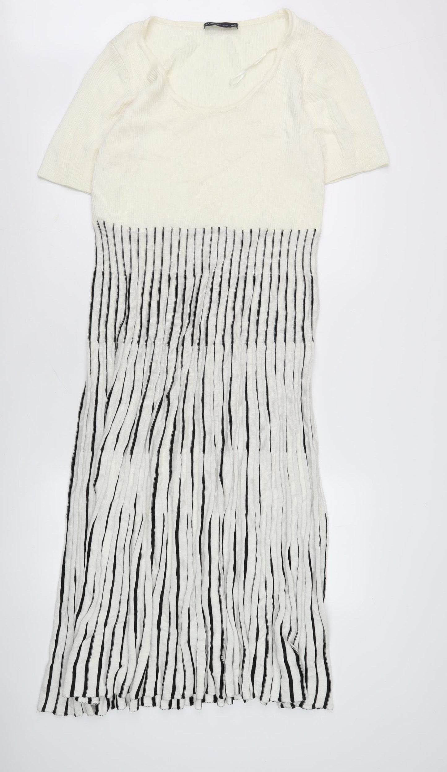 Marks & Spencer Women's Ivory Black Striped Dress, Size 16
