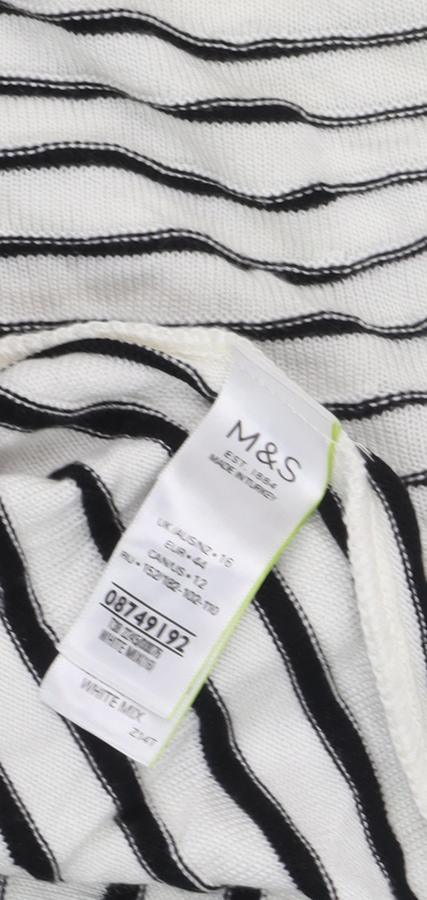 Marks & Spencer Women's Ivory Black Striped Dress, Size 16