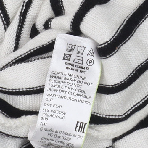Marks & Spencer Women's Ivory Black Striped Dress, Size 16