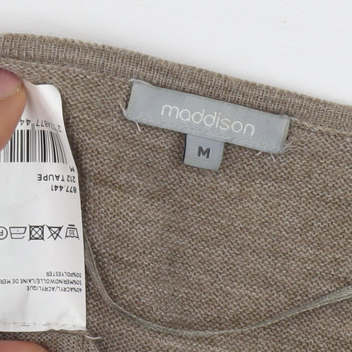 Maddison Women's Beige Open Front Cardigan - Size M, Merino Wool