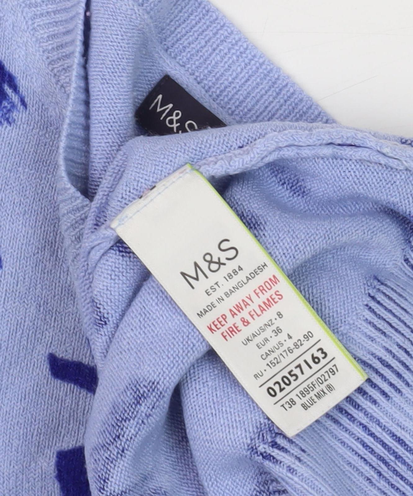 Marks and Spencer Women's Blue Size 8 Pullover Jumper