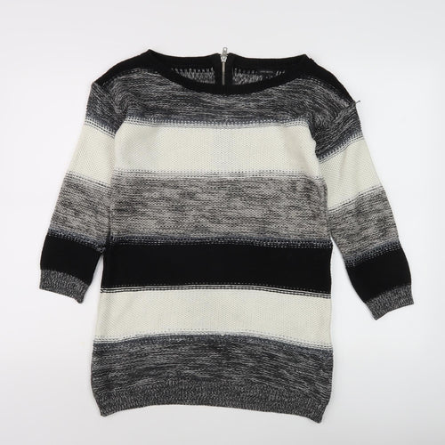 River Island Women's Black Striped Knit Jumper Size 8