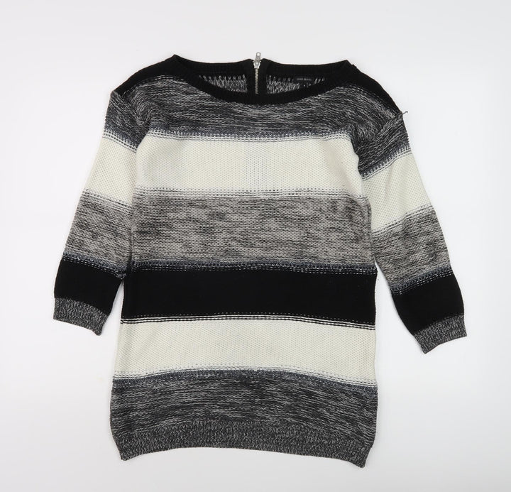 River Island Women's Black Striped Knit Jumper Size 8