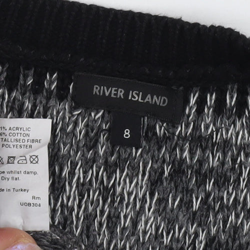 River Island Women's Black Striped Knit Jumper Size 8