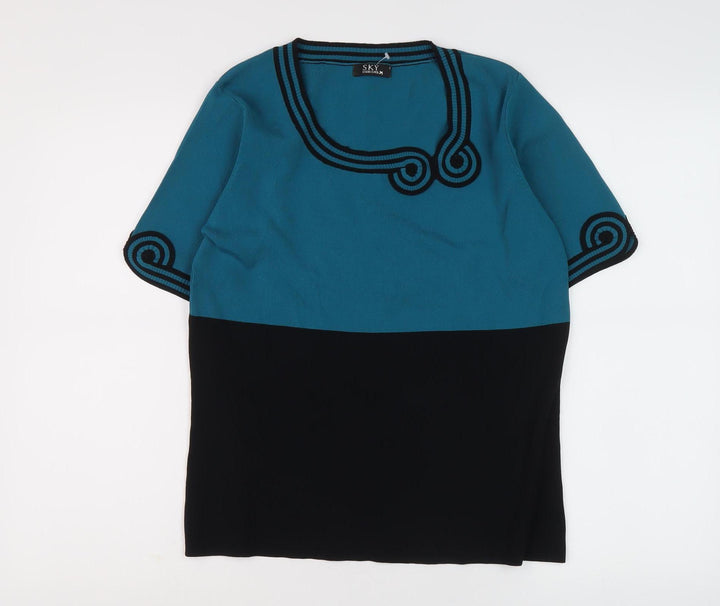 Sky Designs Women's Blue Scoop Neck Tunic Jumper S