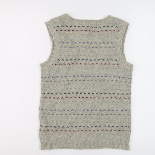 White Stuff Women's Grey Wool Striped Vest Size 10