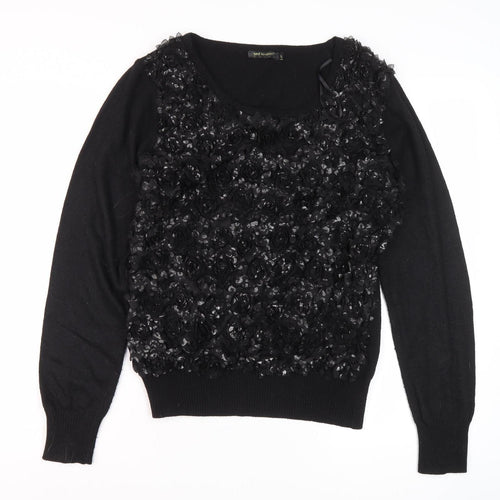 QED London Women's Black Floral Pullover Jumper, Size L