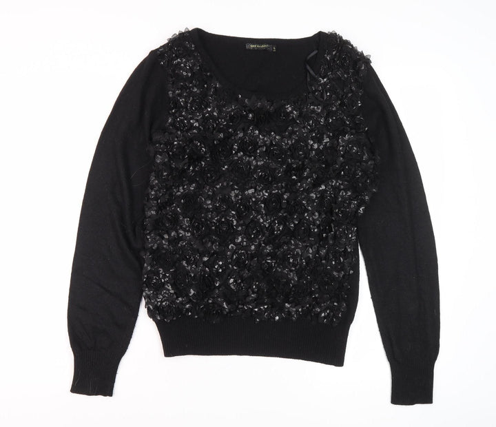 QED London Women's Black Floral Pullover Jumper, Size L